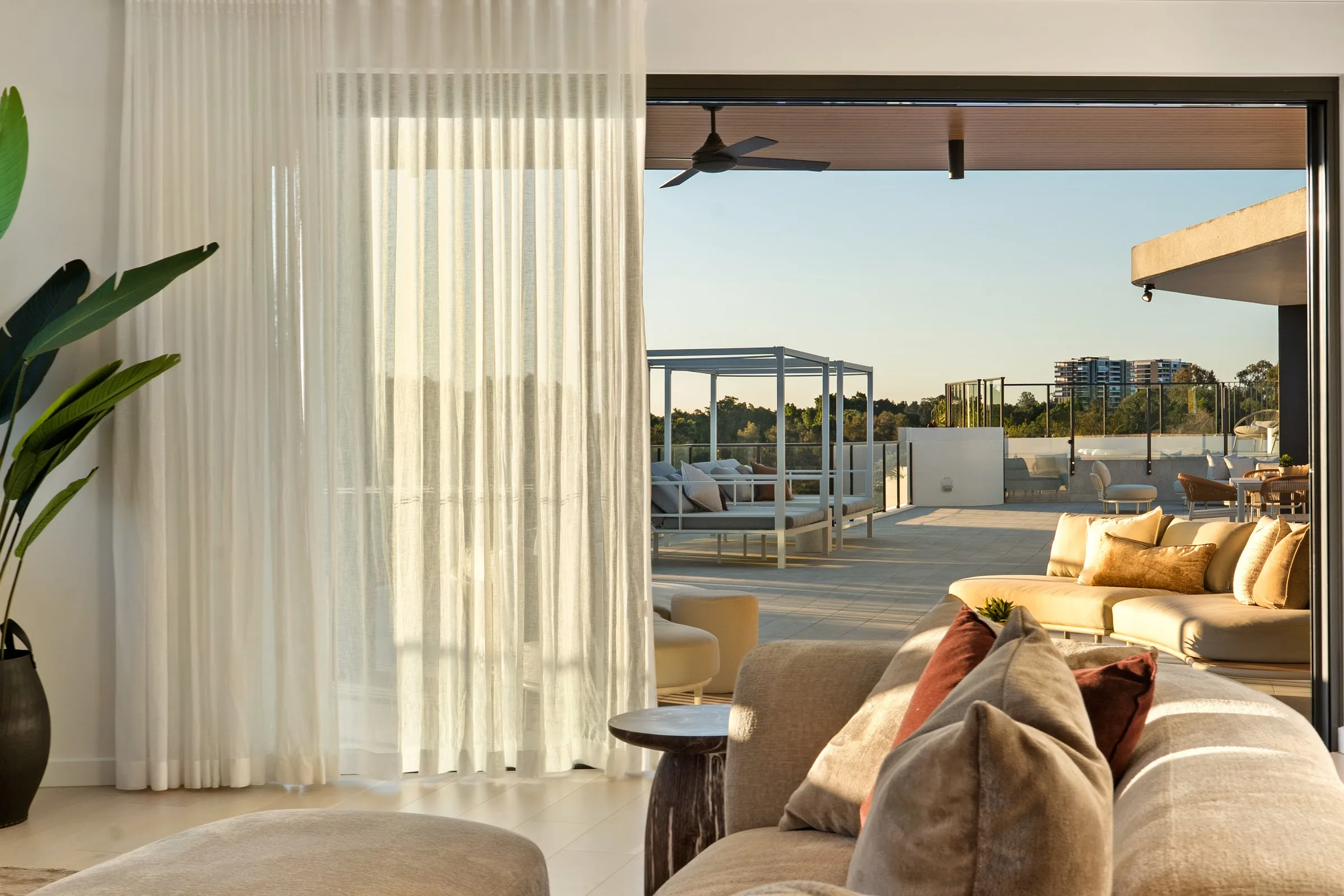 Living room opening to the balcony